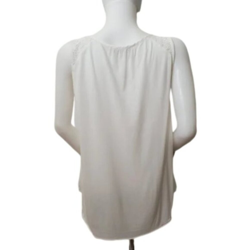 LOFT Women Tank Top XS White Lace Trim Sleeveless Soft Casual Blouse Top - Picture 4 of 7